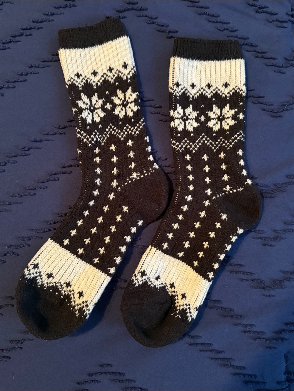 Black & White Fair Isle Crew Socks